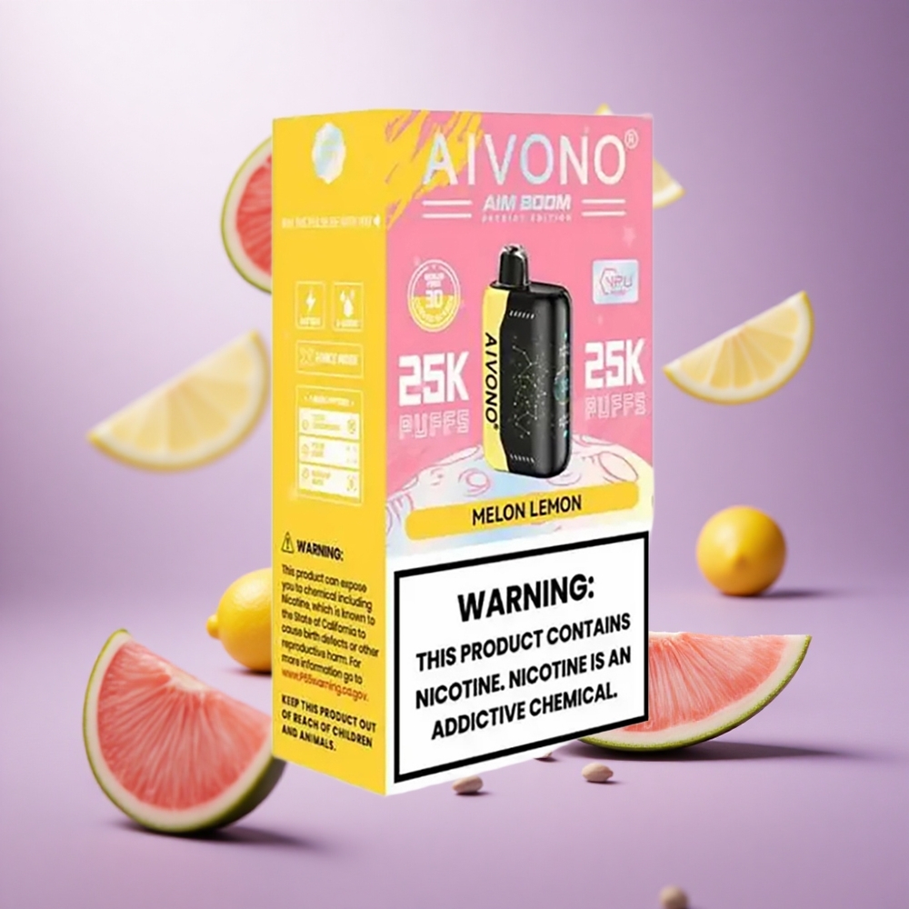 Melon Lemon Aivono Aim Boom 25000 Puffs 28ml E-Liquid Capacity Type-C Charging vape suppliers South Africa