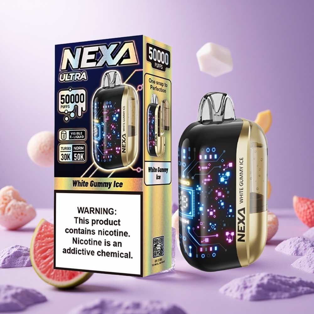 White Gummy Ice NEXA Ultra 50000 Puffs 20ml Prefilled vape suppliers South Africa