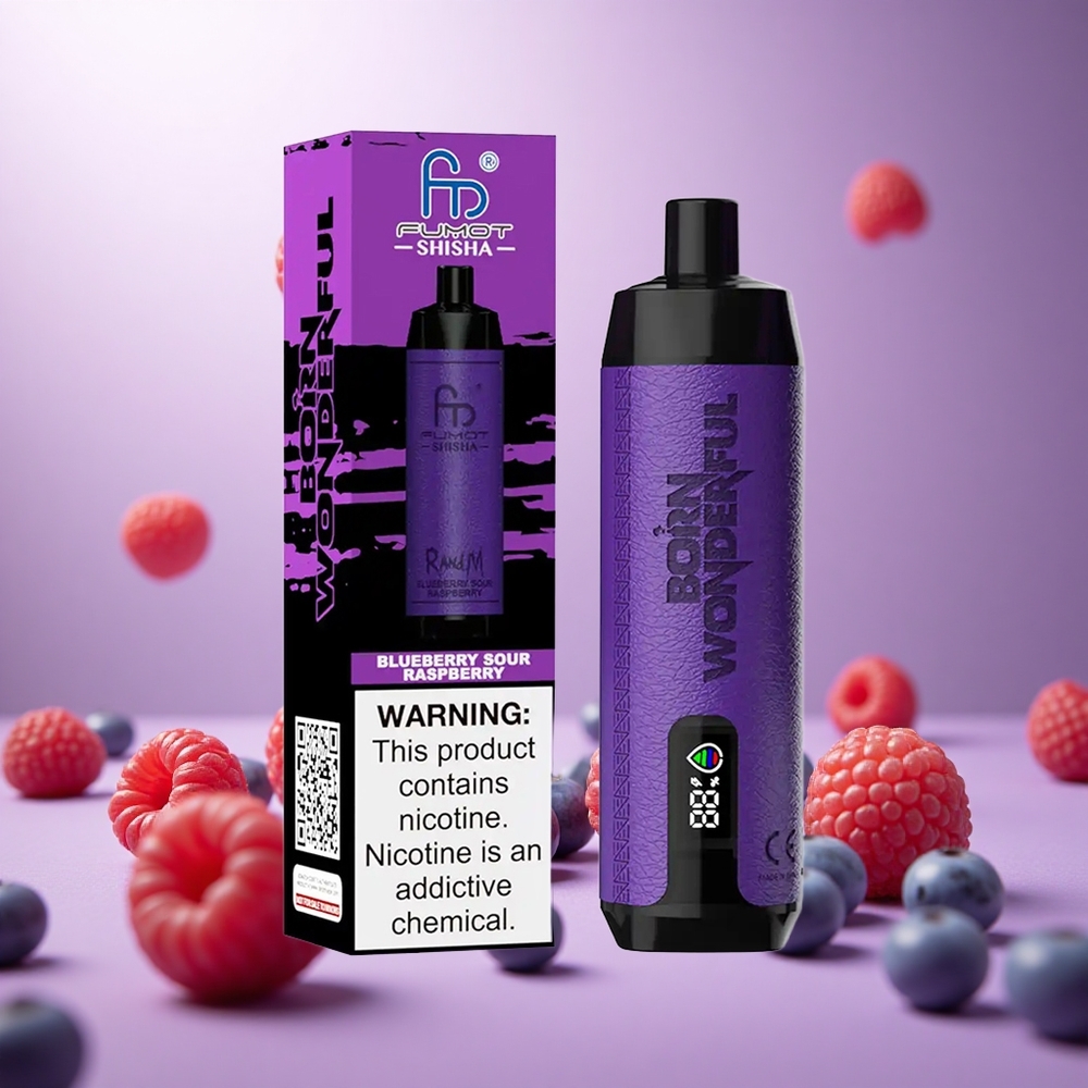 Blueberry Sour Raspberry RandM Fumot Shisha 10000 Puffs Disposable Vape with LED Indicator vape suppliers South Africa