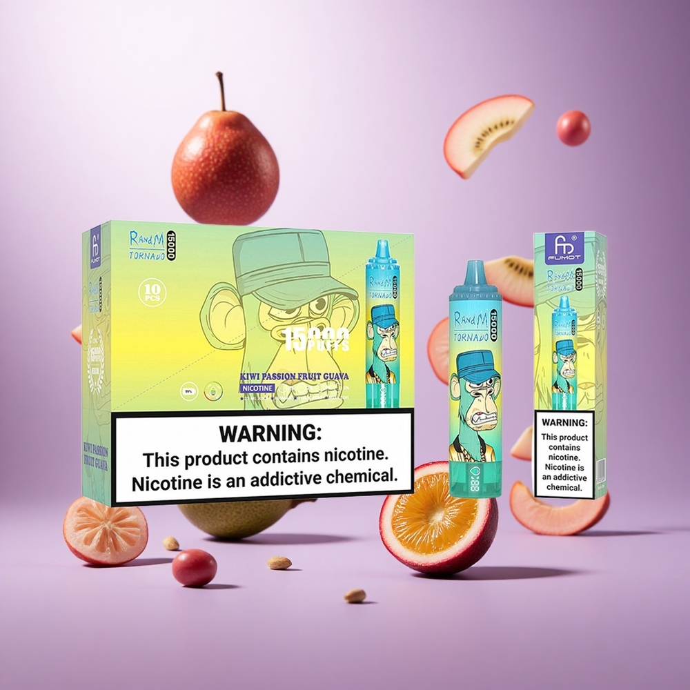 Kiwi Passion Fruit Guava RandM Fumot Tornado 15000 Puffs 25ml 850mAh Mesh Coil vape suppliers South Africa
