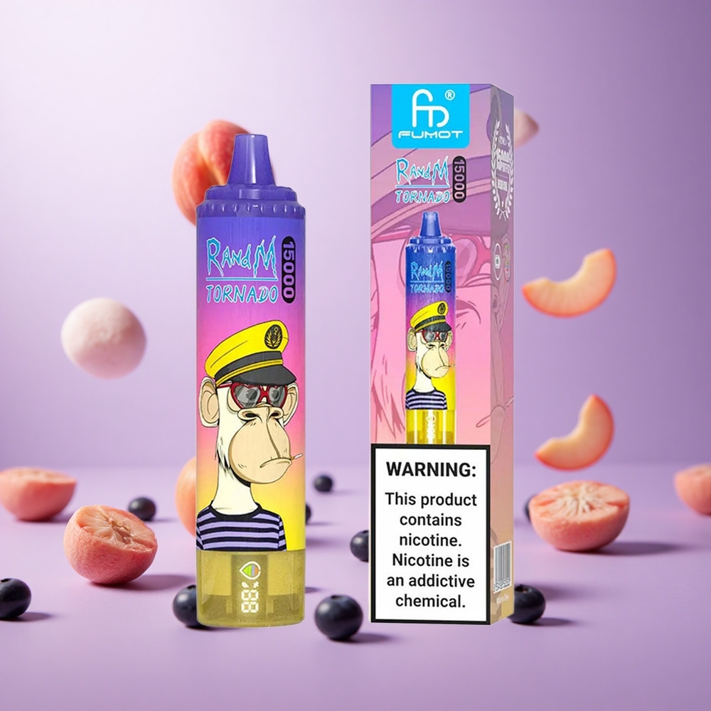 Peach Blueberry Candy RandM Fumot Tornado 15000 Puffs Disposable Vape with Mesh Coil vape suppliers South Africa