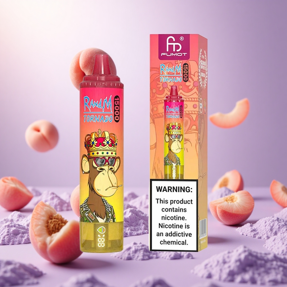 Peach Ice RandM Fumot Tornado 15000 Puffs with 25ml Liquid Capacity vape suppliers South Africa