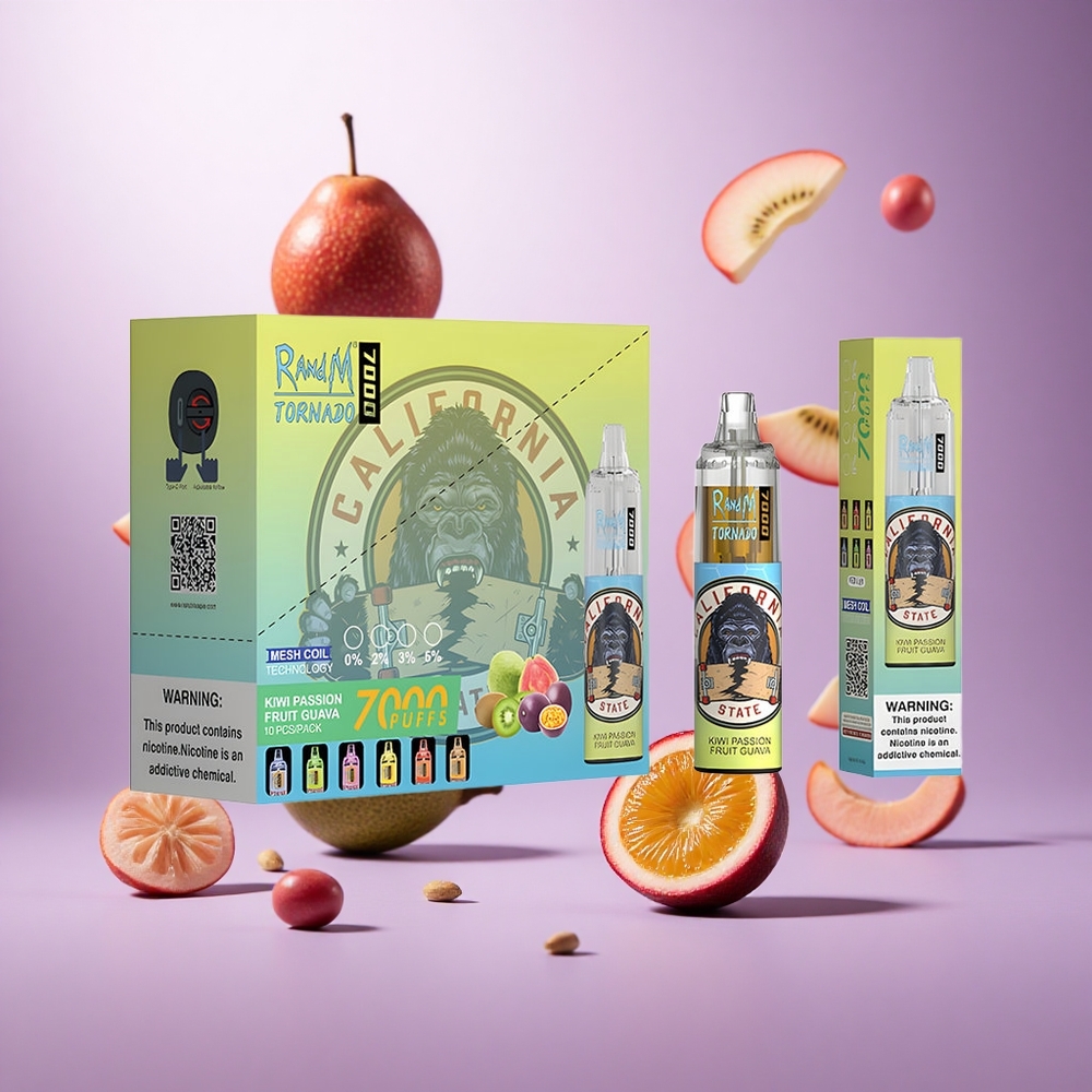 Kiwi Passion Fruit Guava RandM Fumot Tornado 7000 Puffs Mesh Coil vape suppliers South Africa