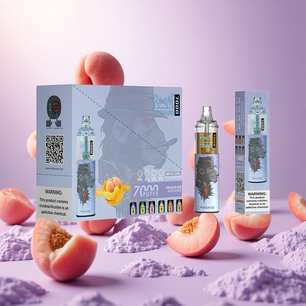 Peach Ice RandM Fumot Tornado 7000 Puffs Mesh Coil vape suppliers South Africa