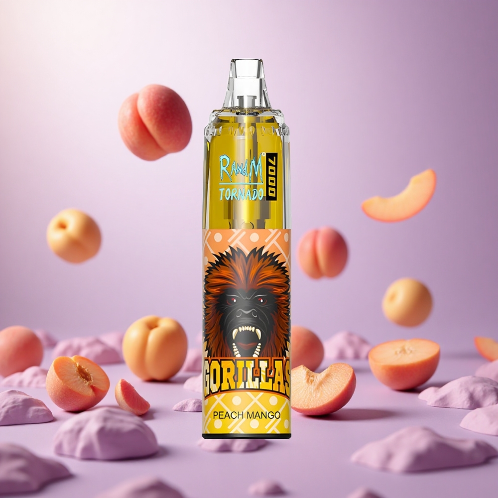 Peach Mango RandM Fumot Tornado 7000 Puffs Disposable Vape with Mesh Coil and Type-C Port vape suppliers South Africa