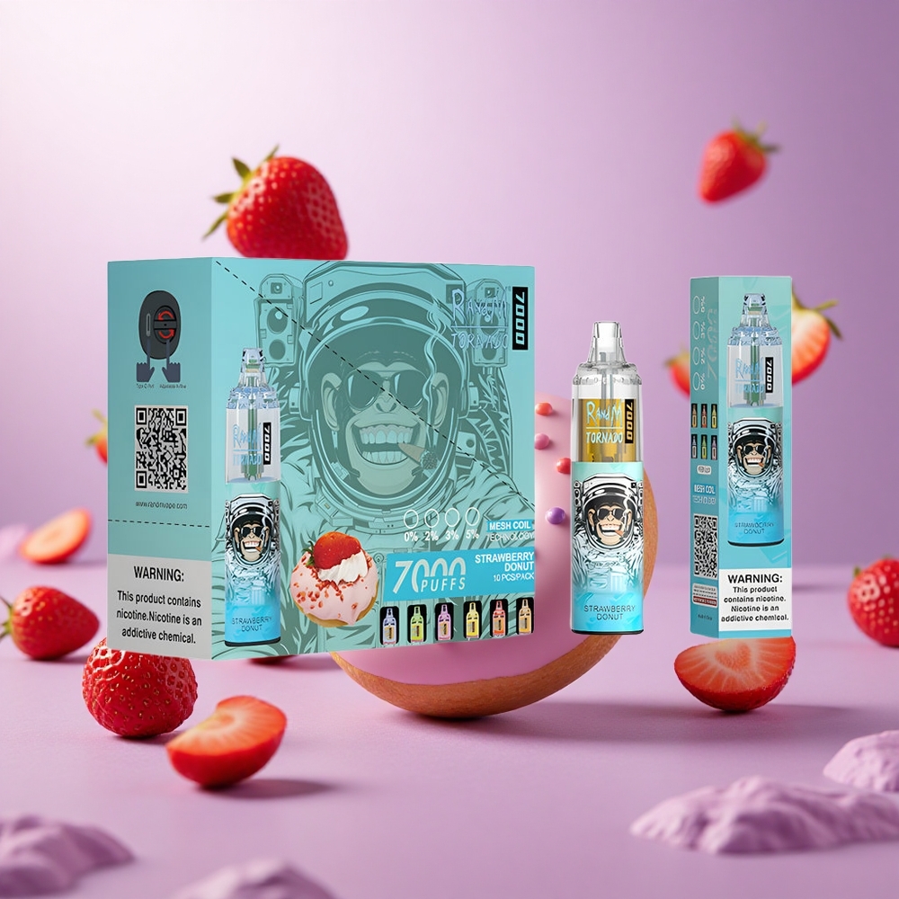 Strawberry Donut RandM Fumot Tornado 7000 Puffs 14ML E-liquid vape suppliers South Africa