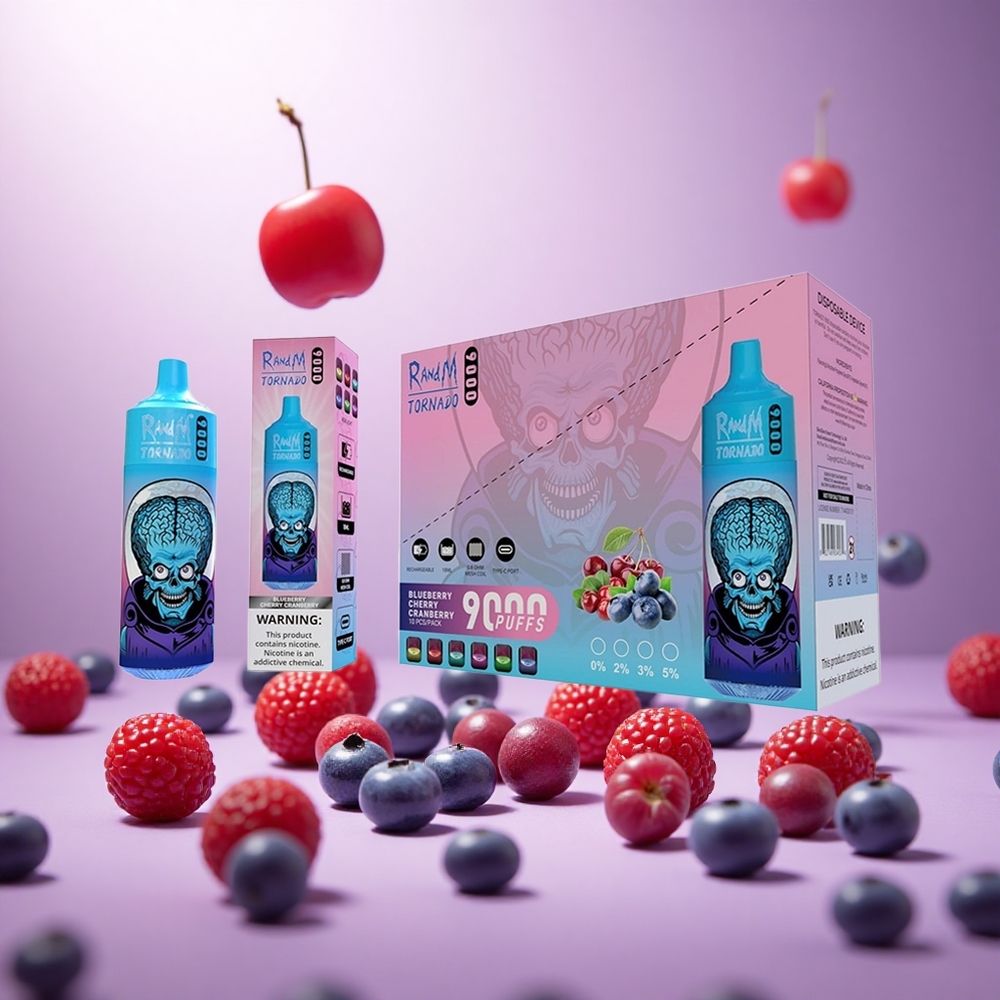 Blueberry Cherry Cranberry RandM Fumot Tornado 9000 Puffs 18mL Mesh Coil vape suppliers South Africa