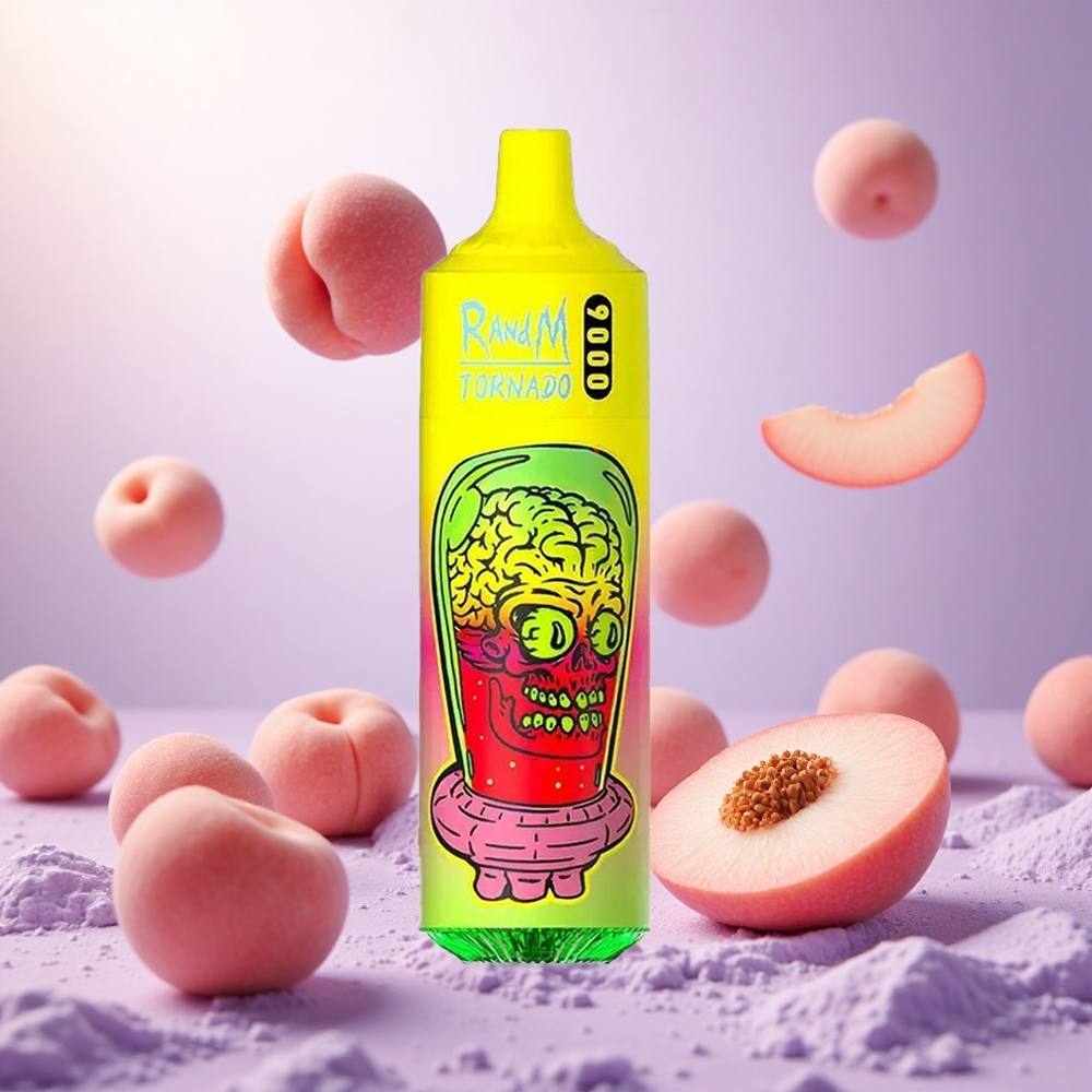 Summer Peach Ice RandM Fumot Tornado 9000 Puffs 18mL Mesh Coil vape suppliers South Africa
