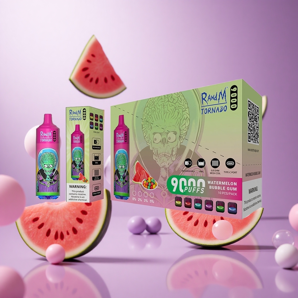 Watermelon Bubble Gum RandM Fumot Tornado 9000 Puffs 18mL Mesh Coil vape suppliers South Africa