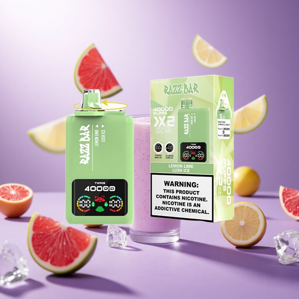 Lemon Lime Lush Ice Razz Bar 40000 Puffs Power Screen Display vape suppliers South Africa