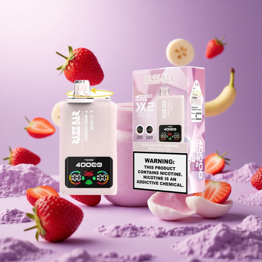 Strawberry Banana Red Bull Ice Razz Bar 40000 Puffs Power Screen Display vape suppliers South Africa