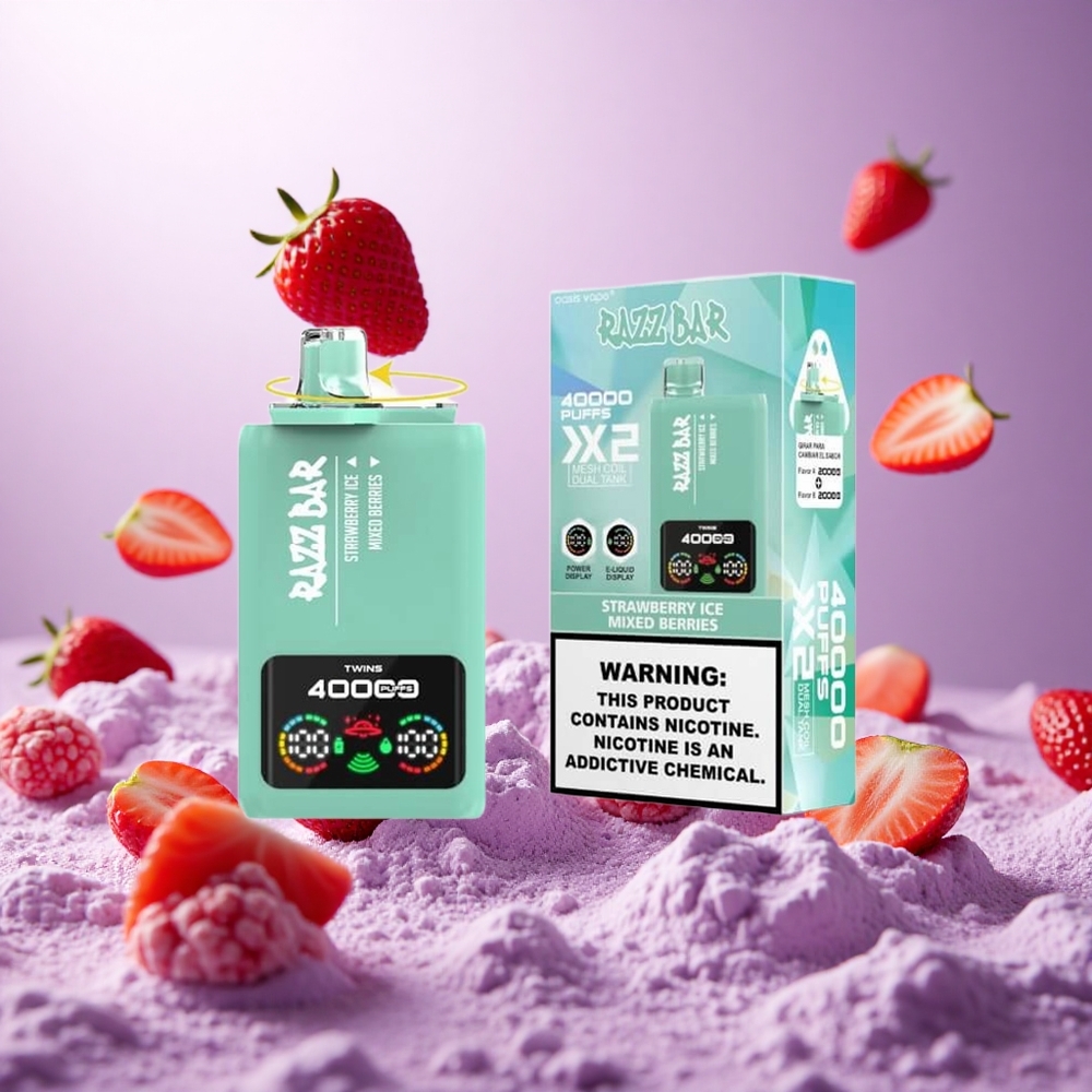 Strawberry Ice Mixed Berries Razz Bar 40000 Puffs Disposable Vape Power Screen Display Type-C Port vape suppliers South Africa