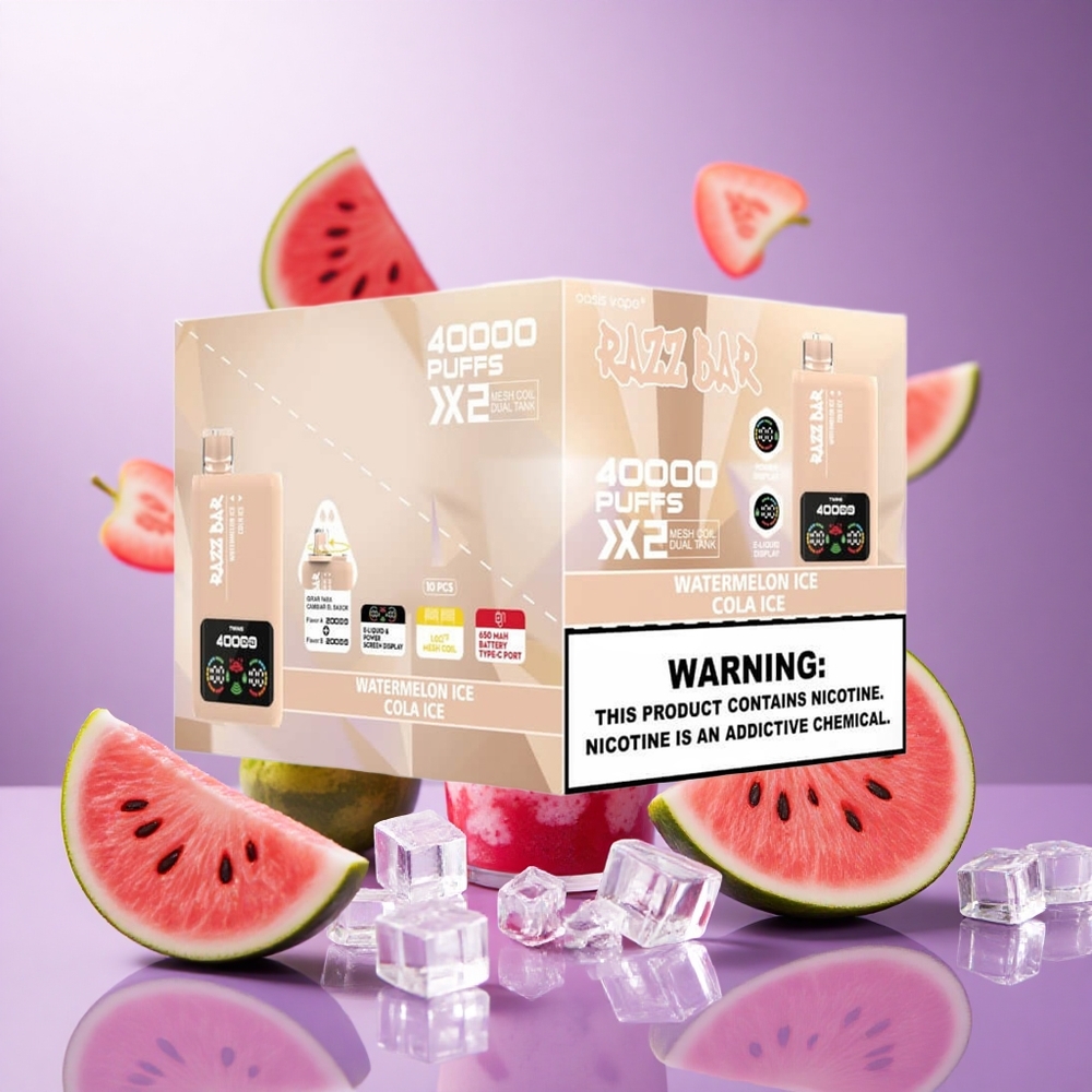 Watermelon Ice Cola Ice Razz Bar 40000 Puffs Power Screen Display Type-C Port vape suppliers South Africa