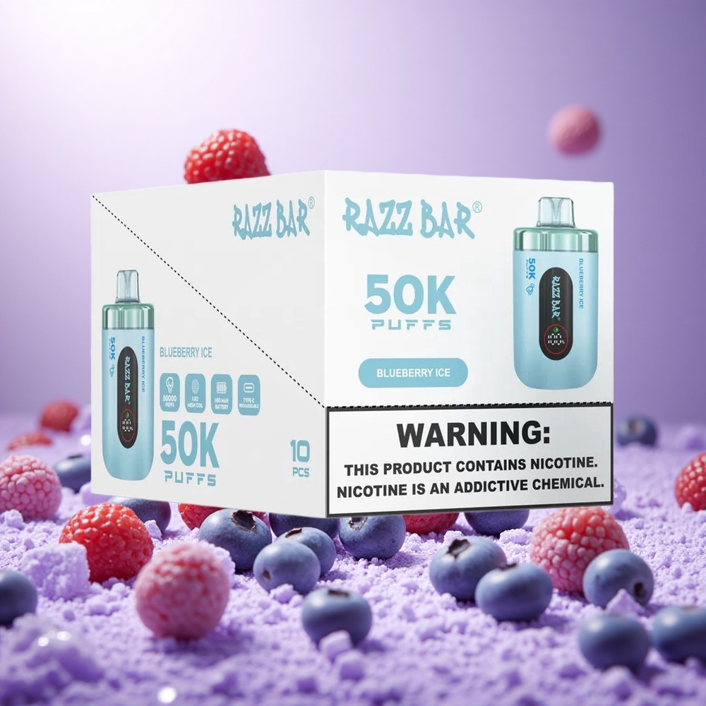 Blueberry Ice Razz Bar 50K Puffs 650mAh Rechargeable vape suppliers South Africa