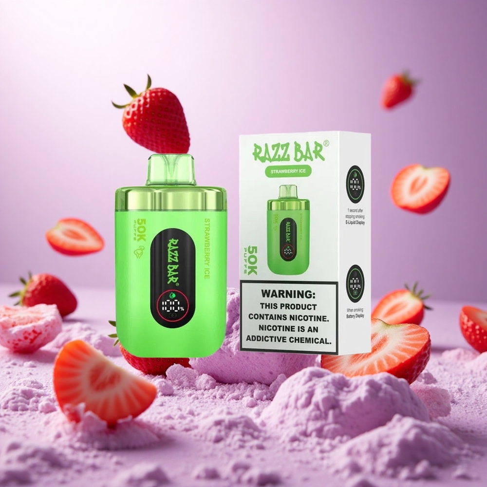 Strawberry Ice Razz Bar 50K Puffs 650mAh Rechargeable vape suppliers South Africa
