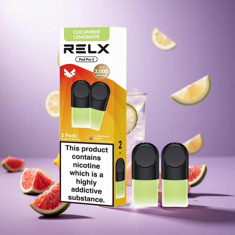 Cucumber Lemonade RELX Pod Pro 2 600 Puffs 1.8% Nicotine vape suppliers South Africa