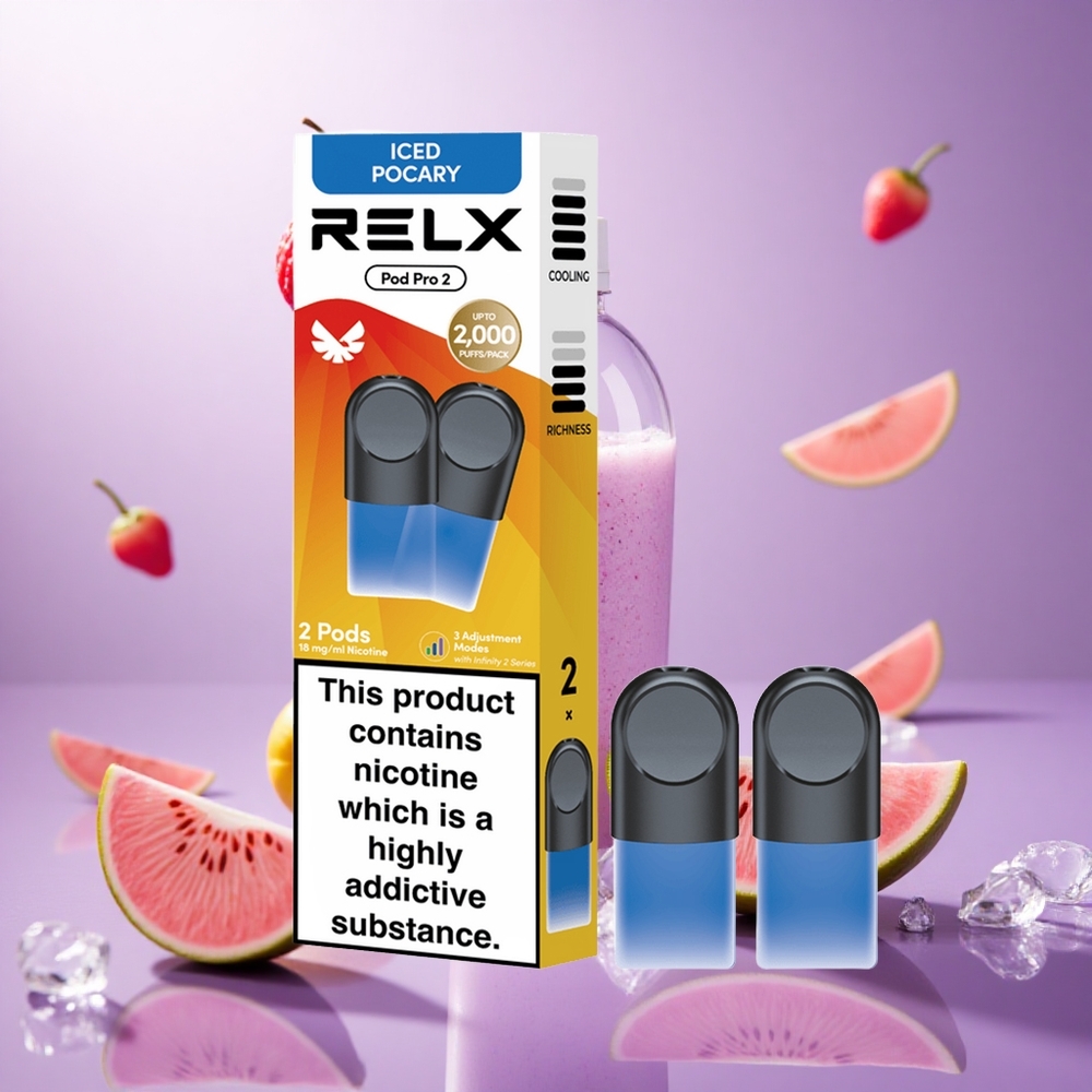 Iced Pocary RELX Pod Pro 2 600 Puffs 1.8% Nicotine vape suppliers South Africa