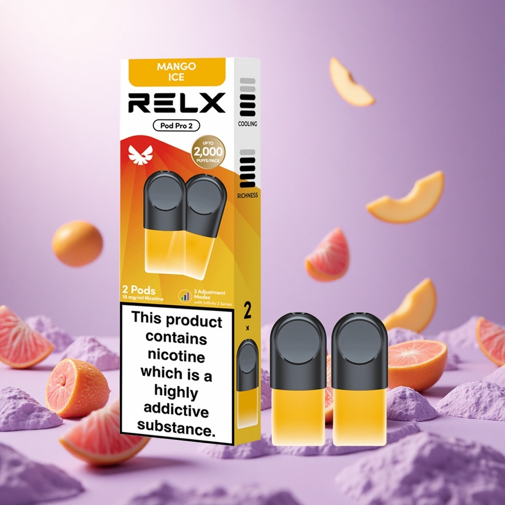 Mango Ice RELX Pod Pro 2 600 Puffs 1.8% Nicotine vape suppliers South Africa