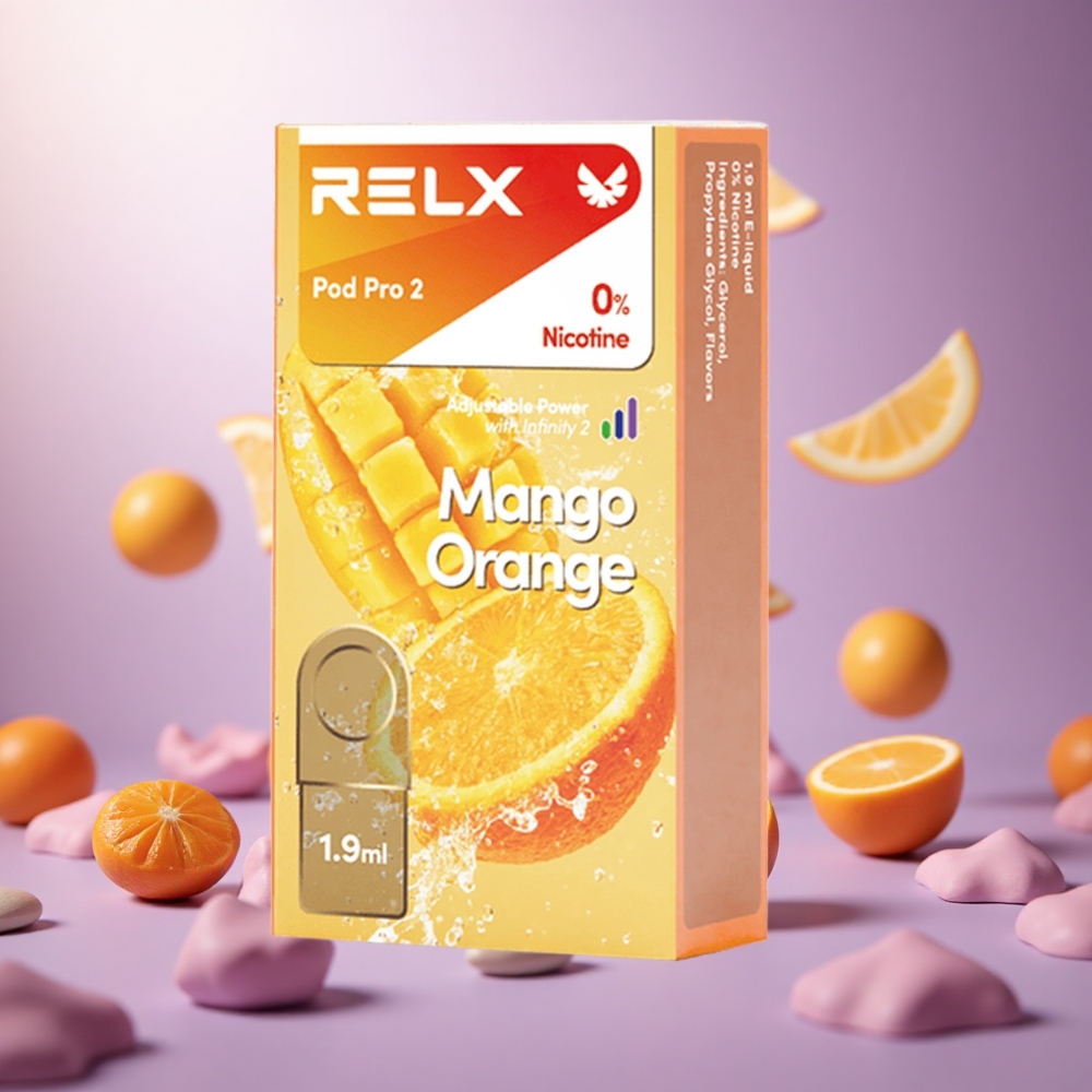 Mango Orange RELX Pod Pro 2 600 Puffs 0% Nicotine vape suppliers South Africa